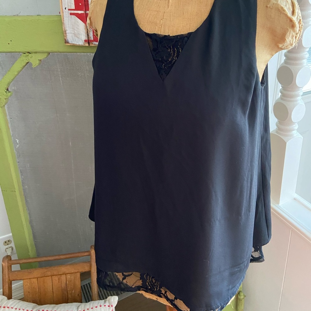 Black lace layered tank